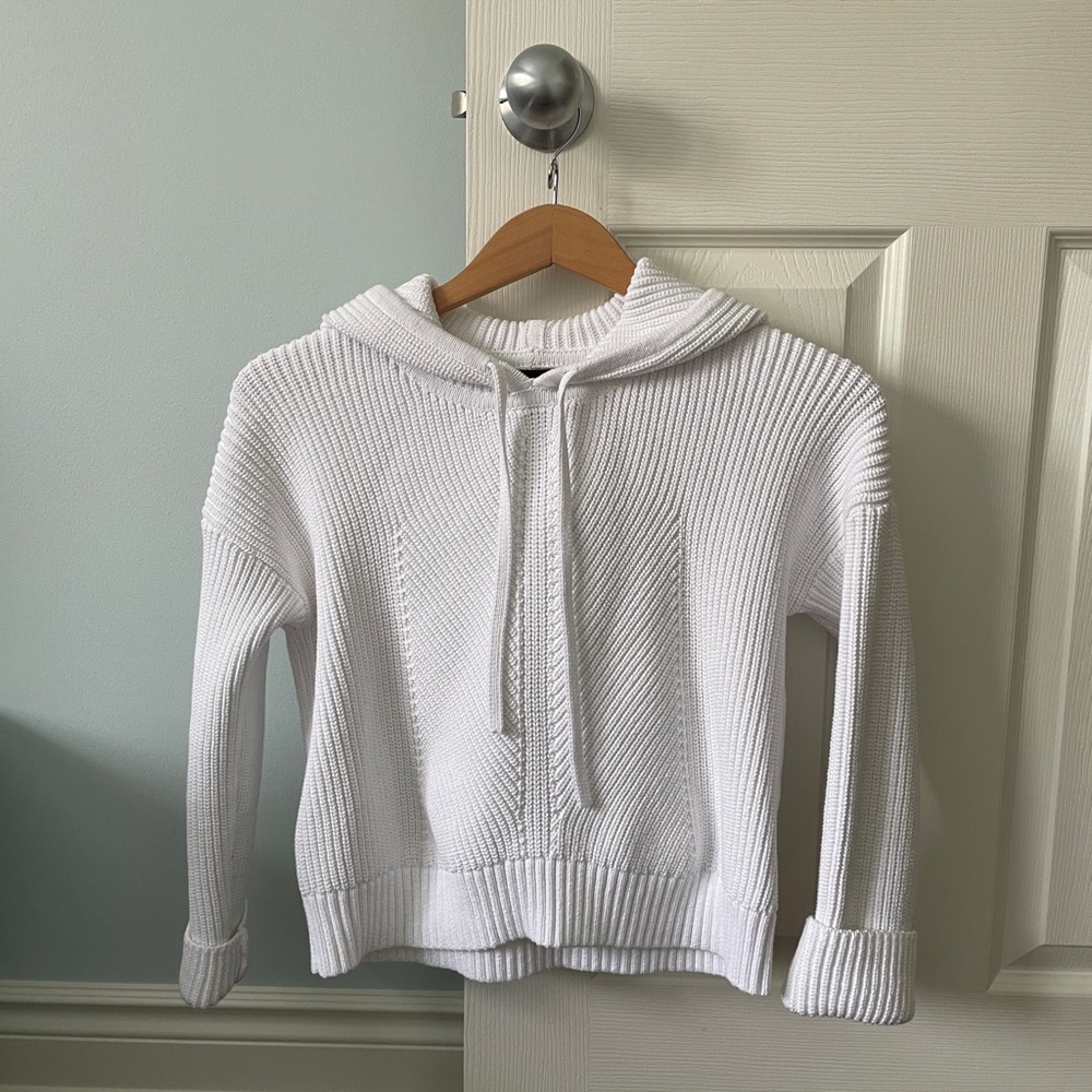 White heavy cotton cropped hoodie